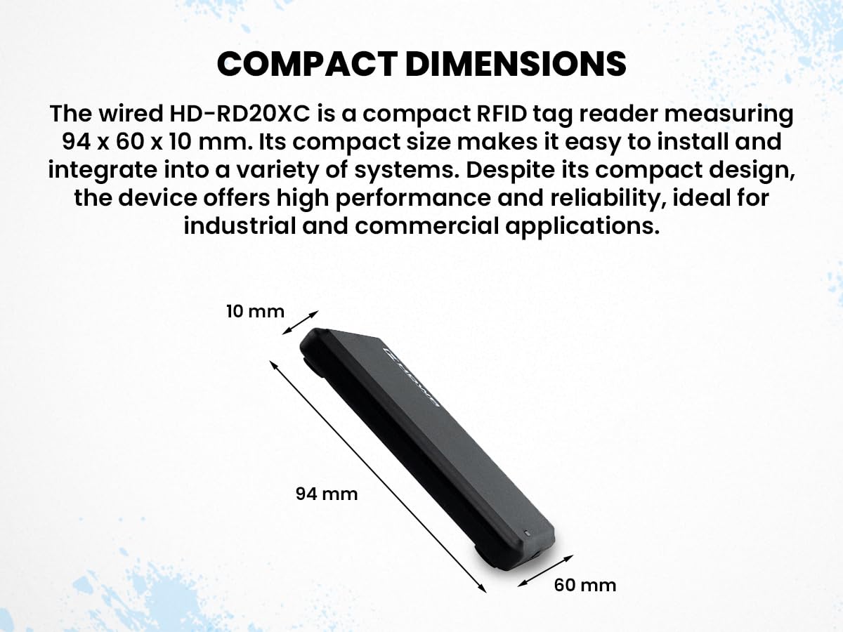 HDWR HD-RD20XC Lecteur RFID Filaire, Lecteur d'étiquettes et Badges | Lecteur performant pour étiquettes d'identification, facile à utiliser, USB, Plug and Play