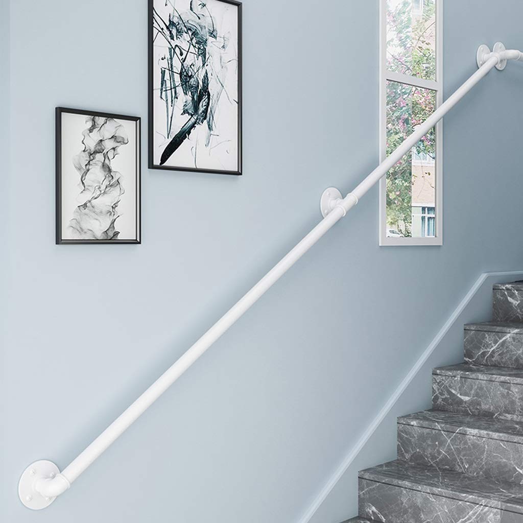 Handrail for Stairs Outside Steps, White Metal Wrought Iron Elderly Kids Corridor Safty Banister Hand Rail, Handrails for Indoor Outdoor Steps - Complete Kit. 30~300cm (Size : 120cm(4ft))