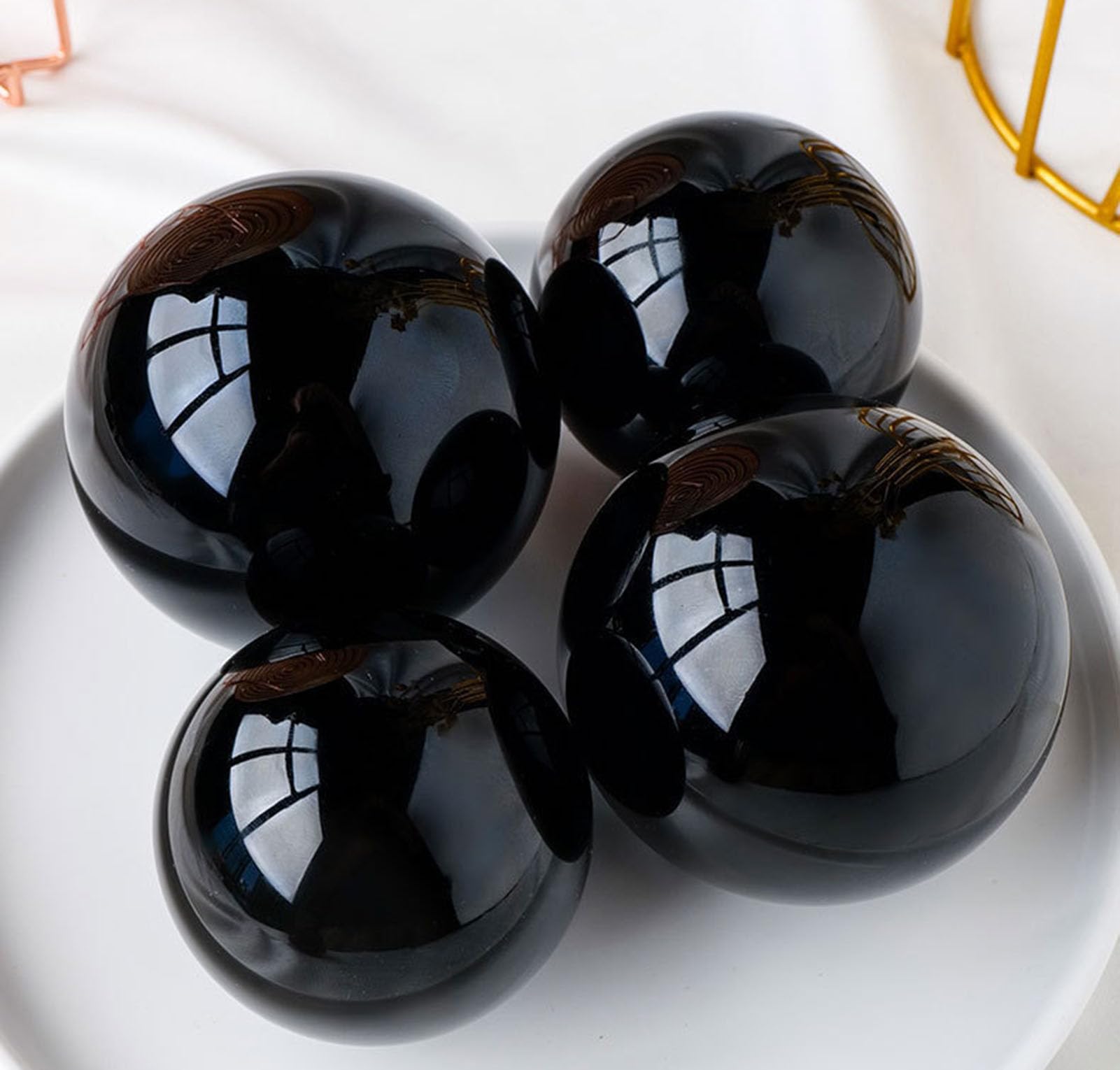 Sfera di Cristallo di Ossidiana Nera Naturale per divinazione | Sfera di cristallo da 20-200 mm, sfere decorative per meditazione, Feng Shui, guarigione Reiki, stregoneria, decorazioni
