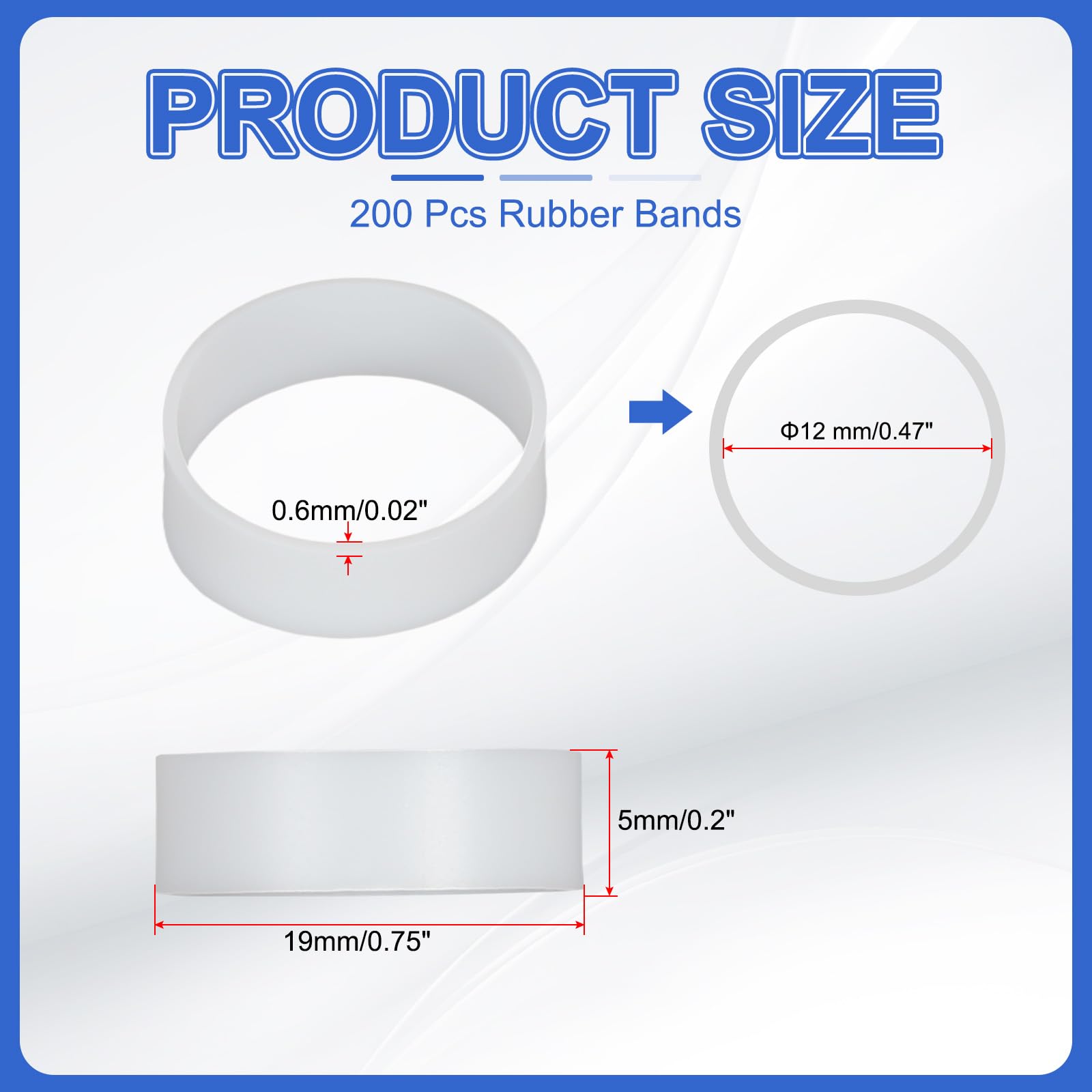 PATIKIL Silicone Rubber Bands Cable Ties 0.7", 200 Pcs Flat Rubber Elastic Band for Office Supplies Home Cord Wrapping White - Image 2