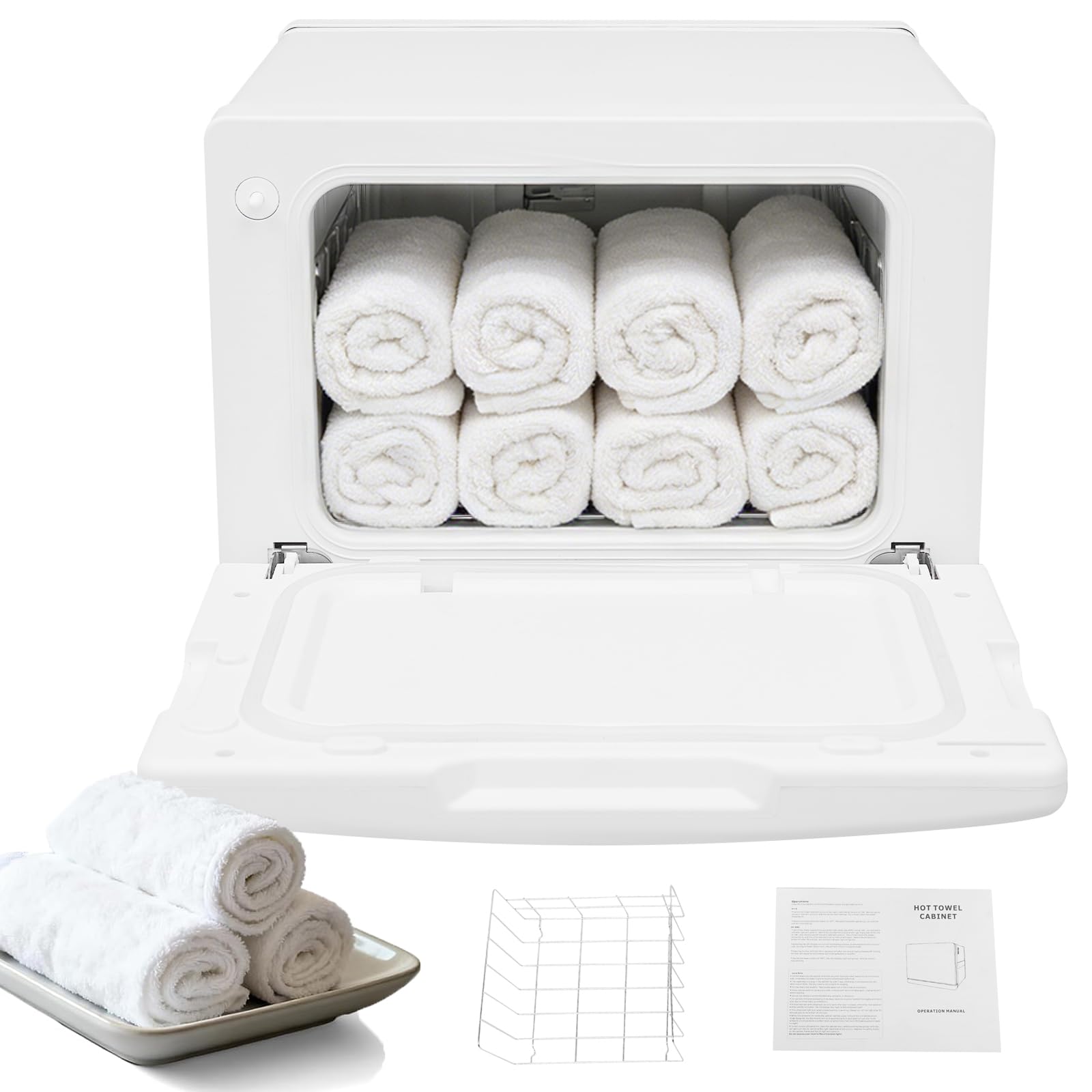 Handtuchwärmer 8L, 130W Handtuchheizkörper Elektrisch | Towel Warmer mit Warenkorb, 30,5×30,5×24,5 cm Handtuchheizschrank für Friseursalon & Kosmetikstudio