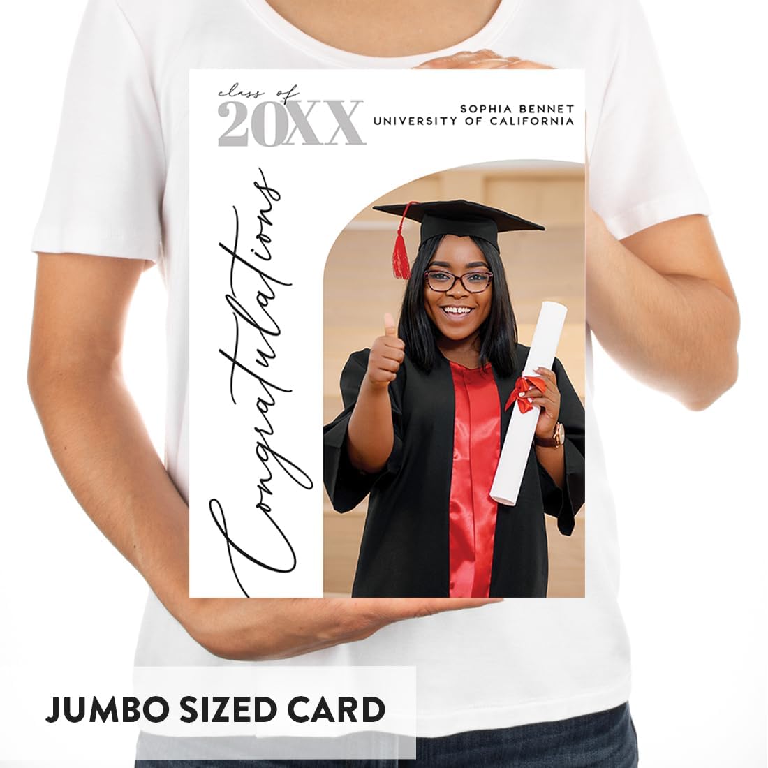 Andaz Press 8.5"x11" Personalized Jumbo Graduation Photo Card with Envelope, Class Of 2026 Custom Congrats Card for Him Her, High School, College, Grad Med School, Nursing, Minimal Arch Greeting Card