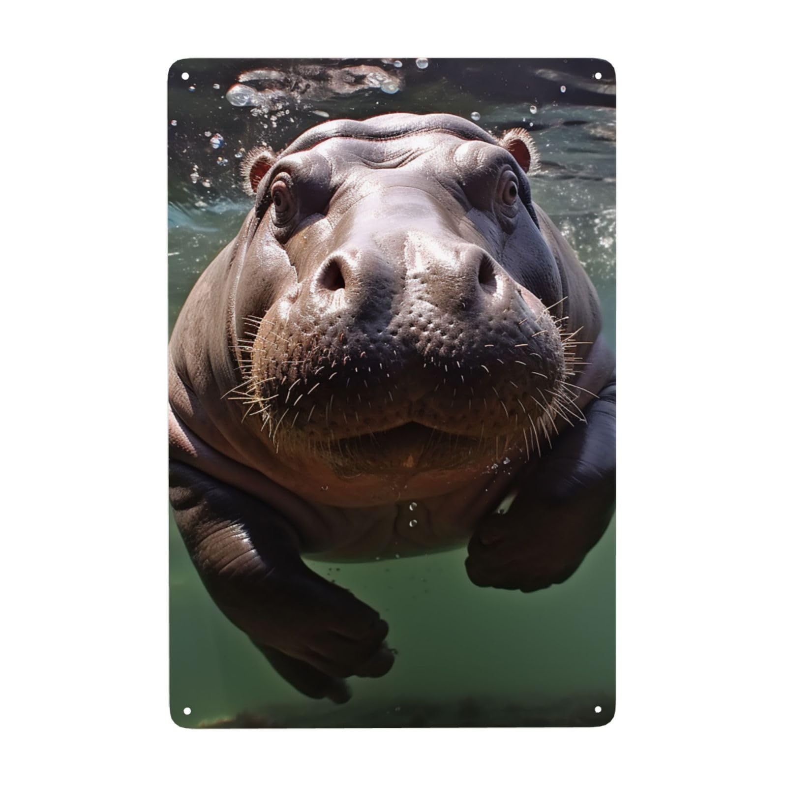 Vintage Metal Tin Signs Retro Garage Signs Stylish Wall Art Plaques for Home Decor Unique Poster 8x12 Inch Diving Hippo Metal Sign Outdoor Wall Decorations Gifts