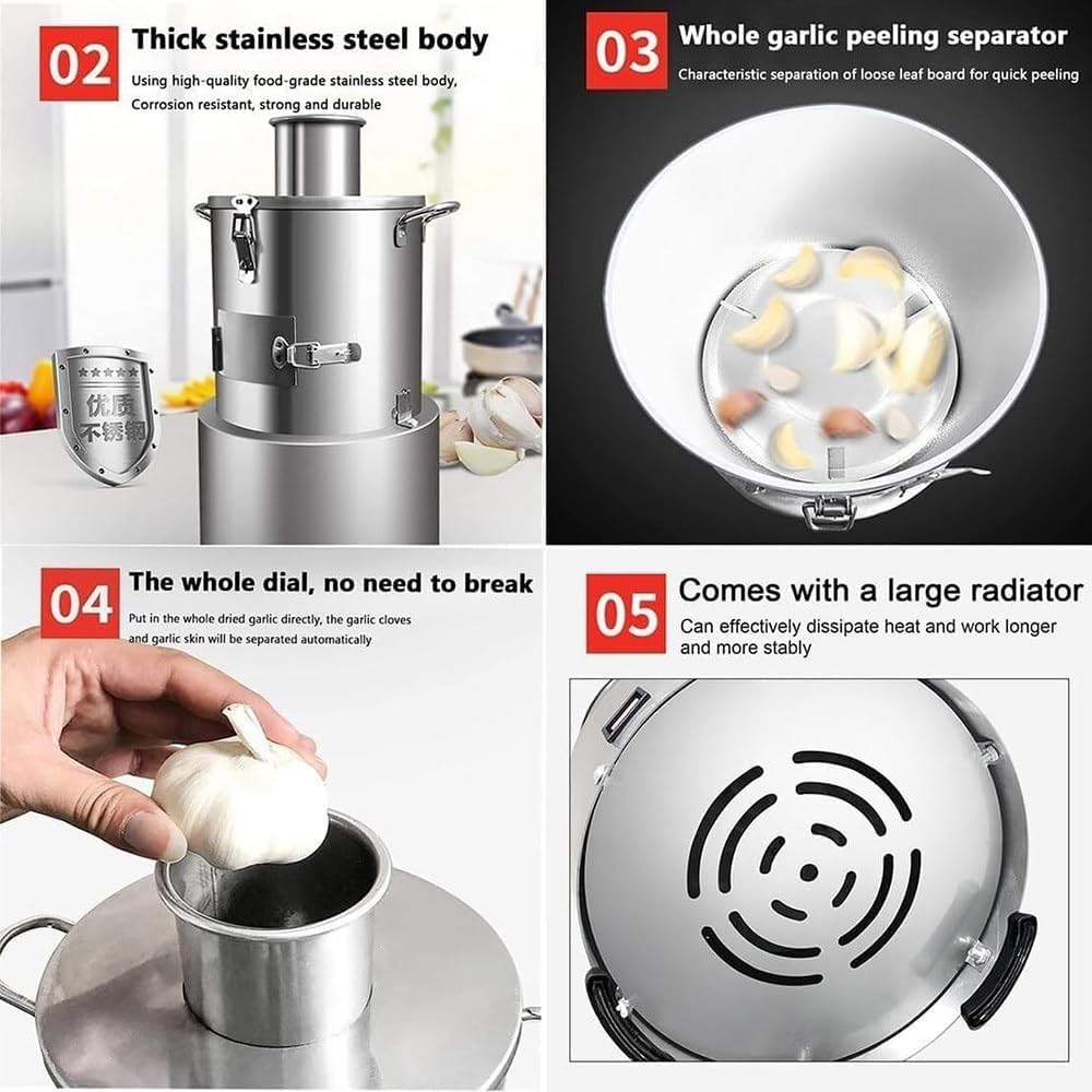 Automatic Garlic Peeler Machine - Commercial Stainless Steel, 30kg/h High Efficiency Garlic Separator for Restaurants, Kitchens & Canteens - Fast Dry Peeling Solution
