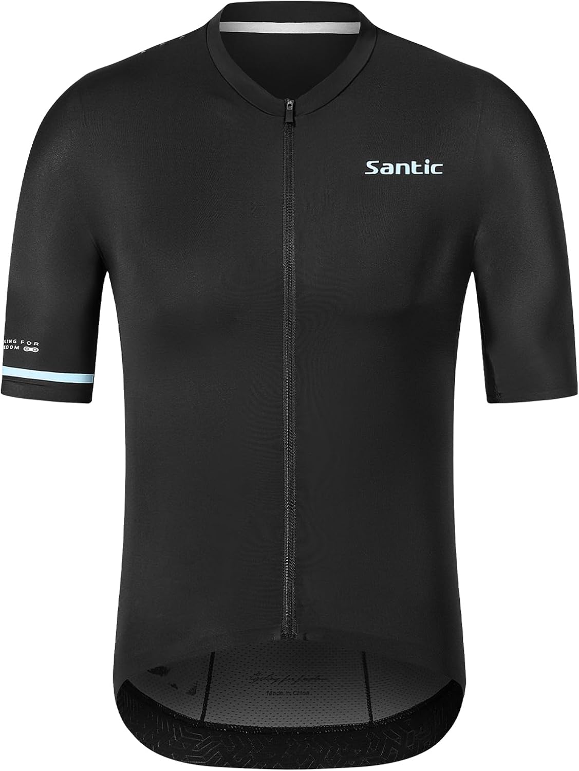 Santic Men's Cycling Jersey Short Sleeve Tops Pro Road Bike Shirt Full Zipper UPF 50+ MTB Jersey with Pockets
