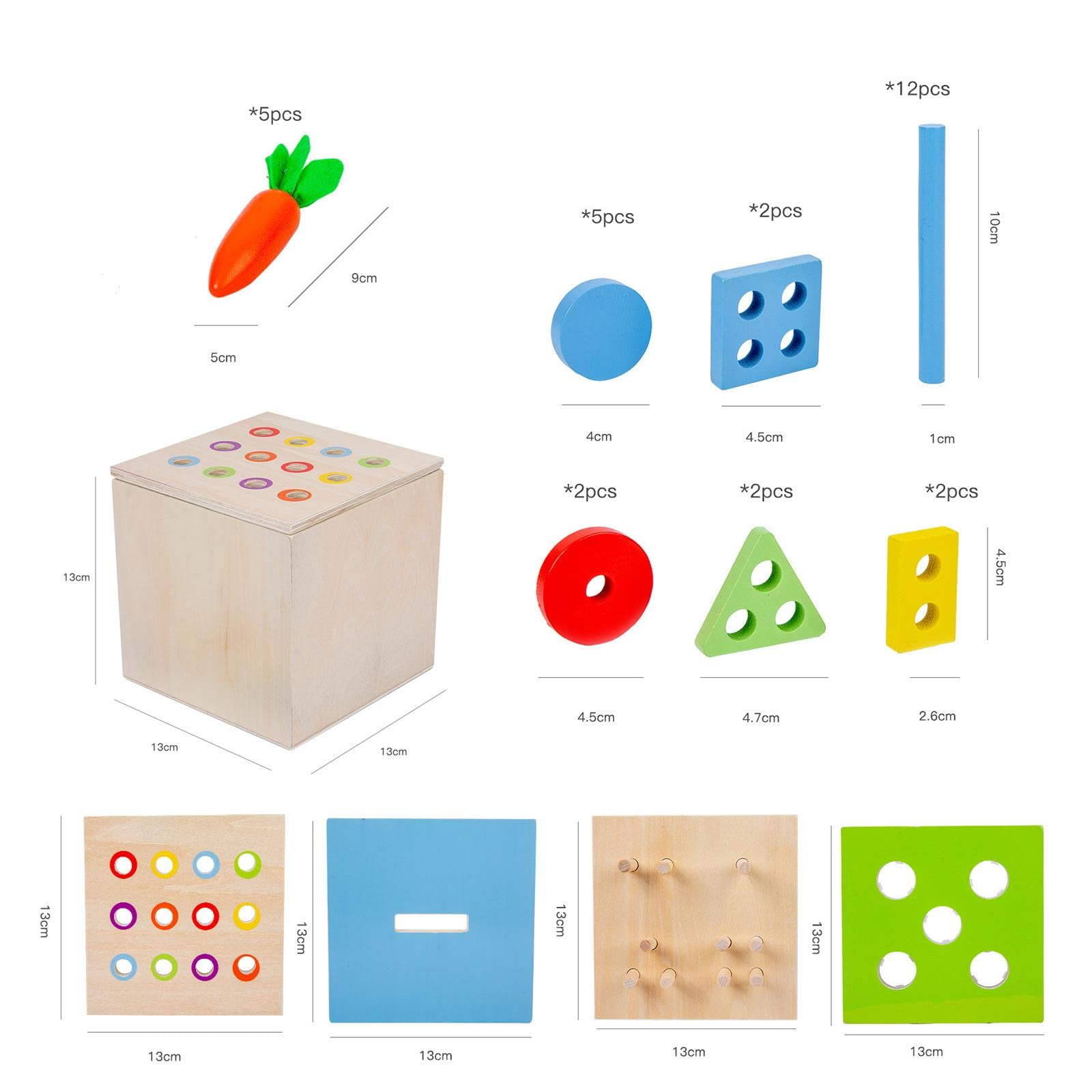 Qianly Set di Costruzioni in Legno, Fattoria, Frutteto E Mattoncini Fai-da-Te per Bambini Piccoli, Multicolore, Scatola di Intelligence 4 in 1