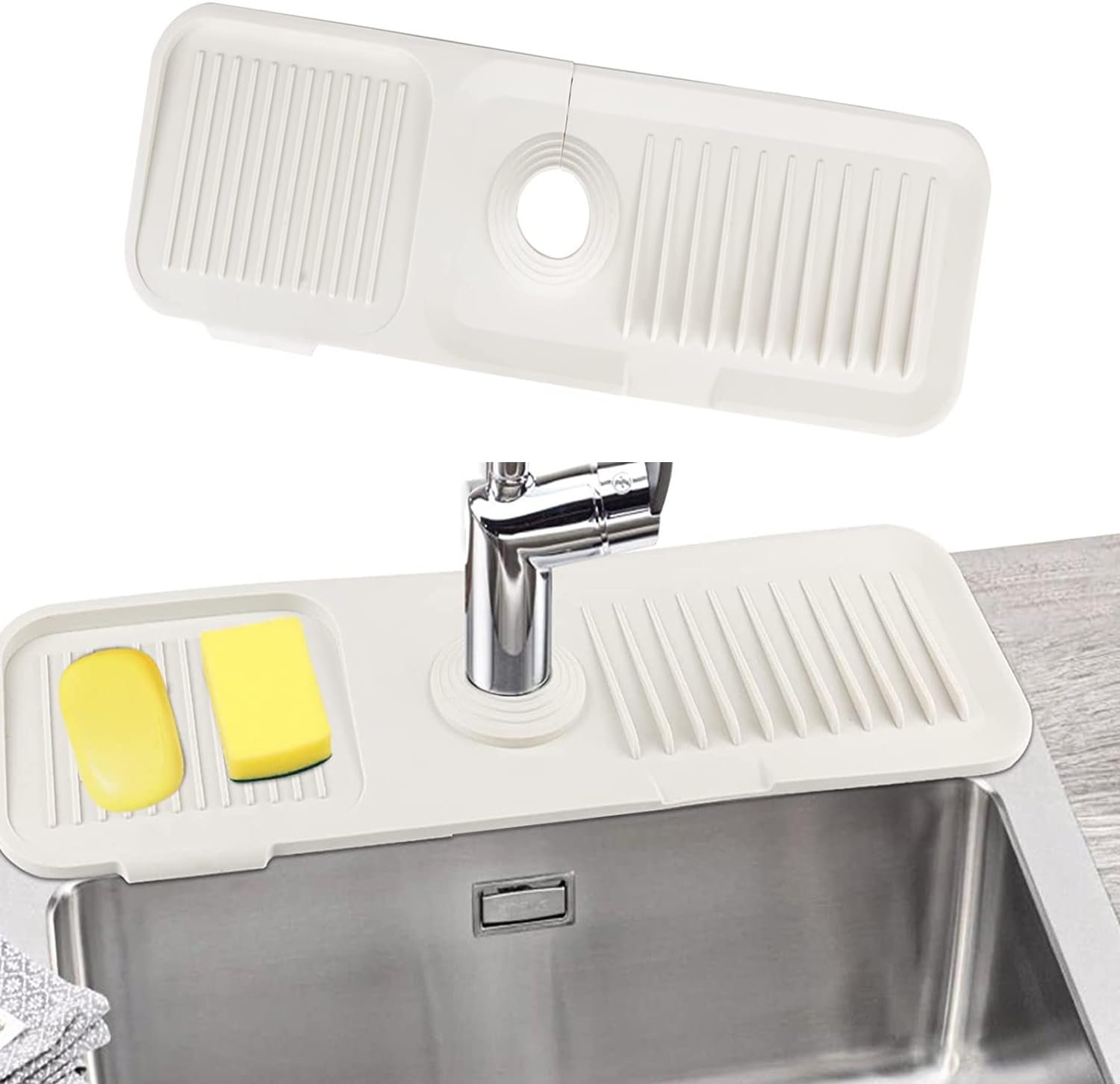 CAVLA 2023 Update Silicone Faucet Handle Drip Catcher Tray, Kitchen