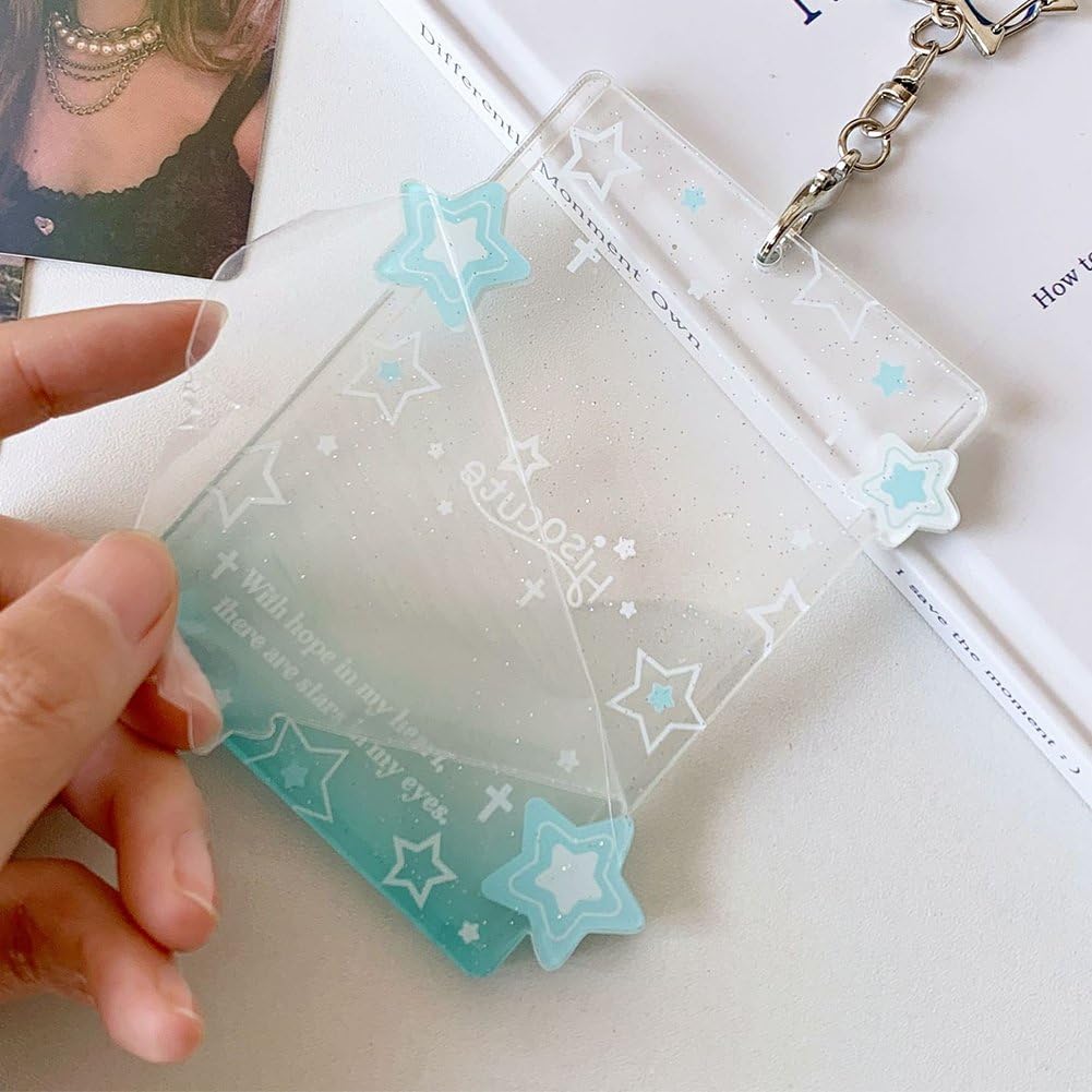 Lot De 4 Porte-Cartes Photo Star, Porte-clés Transparents Y2k, en Acrylique, Mignons, pour Album Photo