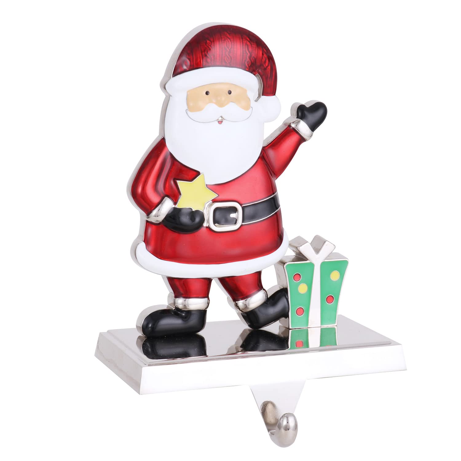 Christmas Stocking Holder for Mantle -Santa Claus Christmas Stocking Holders for Fireplace Xmas Mantel Hooks Stocking Hanger for Christmas Hanging Stockings Clip for Christmas Decoration (Santa Claus)
