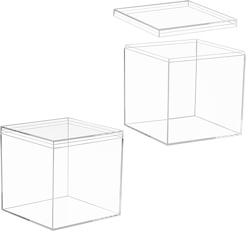 Miniatura 8 de Caja de acrílico con tapa, cubo cuadrado transparente, pantalla pequeña, contenedores de almacenamiento de joyas de dulces transparentes para