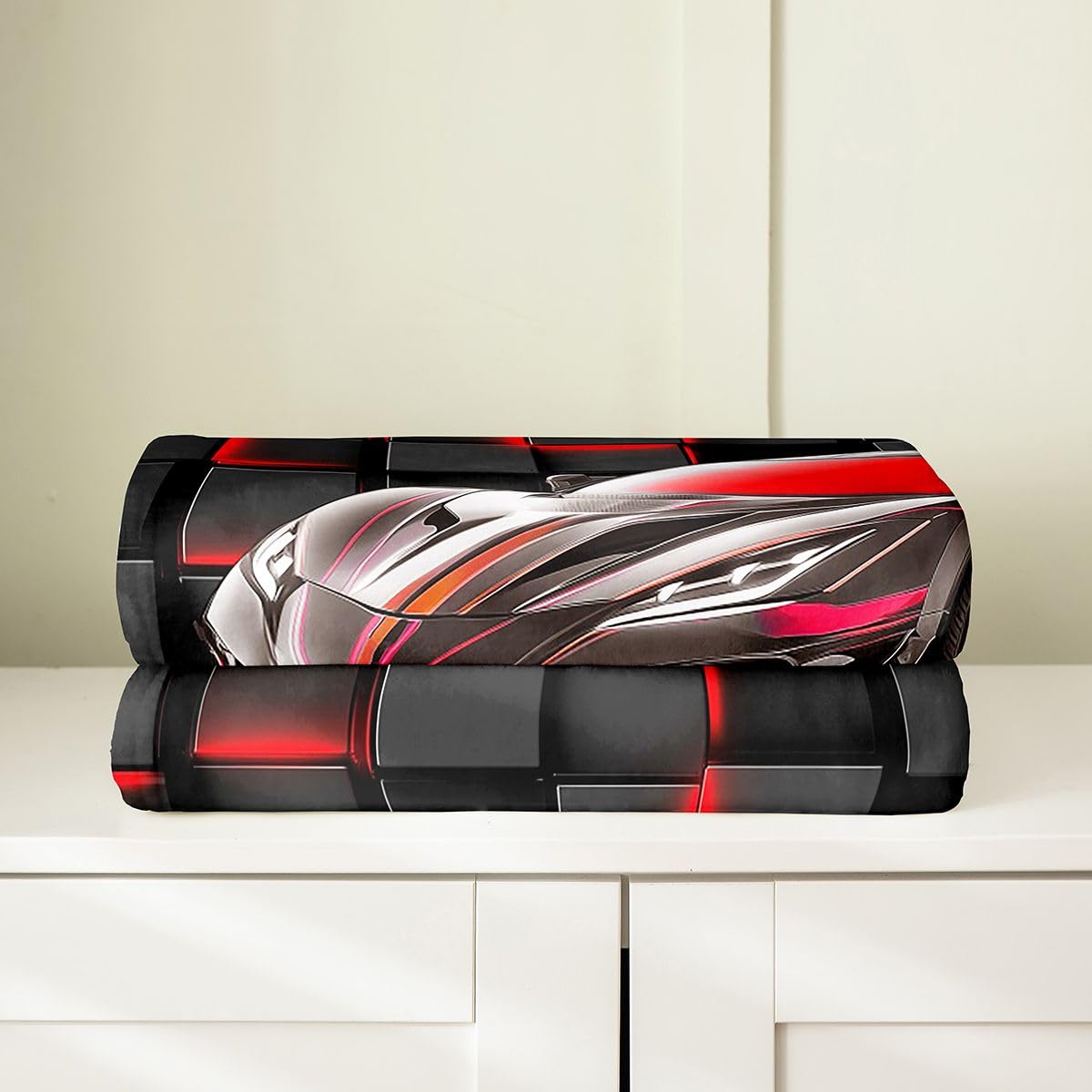 Loussiesd Race Car Flanelowy koc polarowy typu queen, 228 x 228 cm