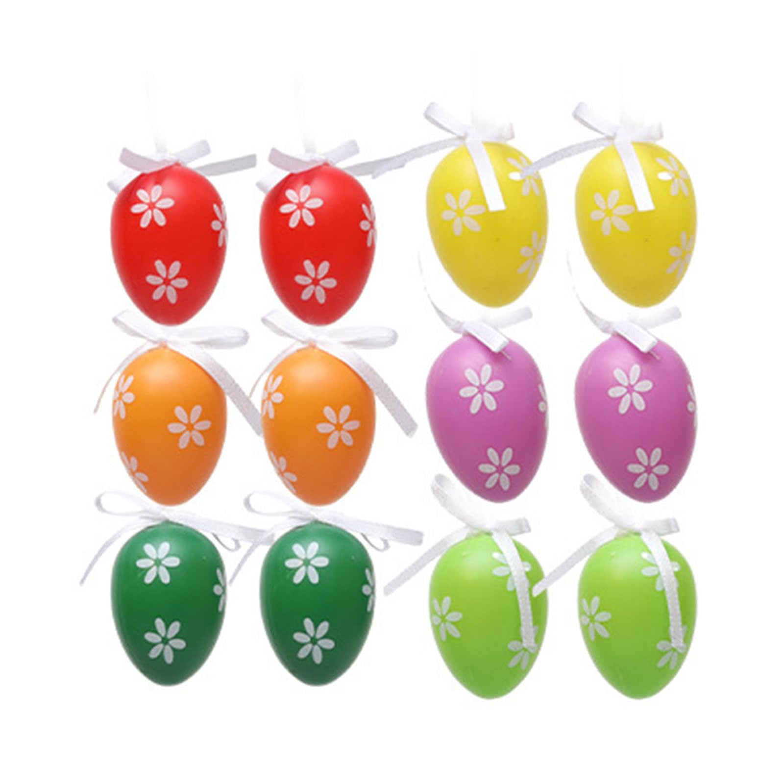 carotoe 12PCS Colorful Paint Eggs Easter Holiday Room Ornament Easter Basket Stuffing Eggs with Lanyards Festival Decors Holiday Supplies