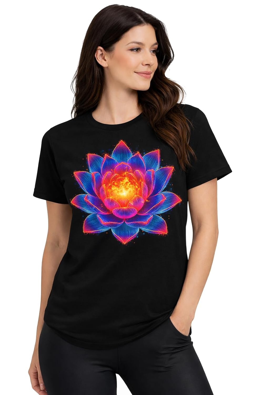 KNYT Unisex Cotton T Shirt | Lotus Flower Graphic Printed T-Shirt for Men & Women | Aesthetic Spiritual Yoga Tee | Round N... - Review, Price and Buying Guide