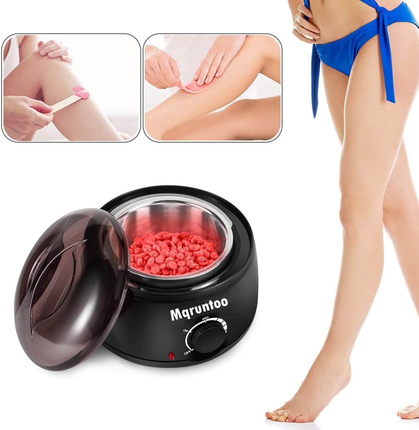 Chauffe Épilation à la Cire Chaude Professionnelle 500ml,Avec 400g de fèves de Cire et 10 Baton de bois, Profitez epilation cire chez vous
