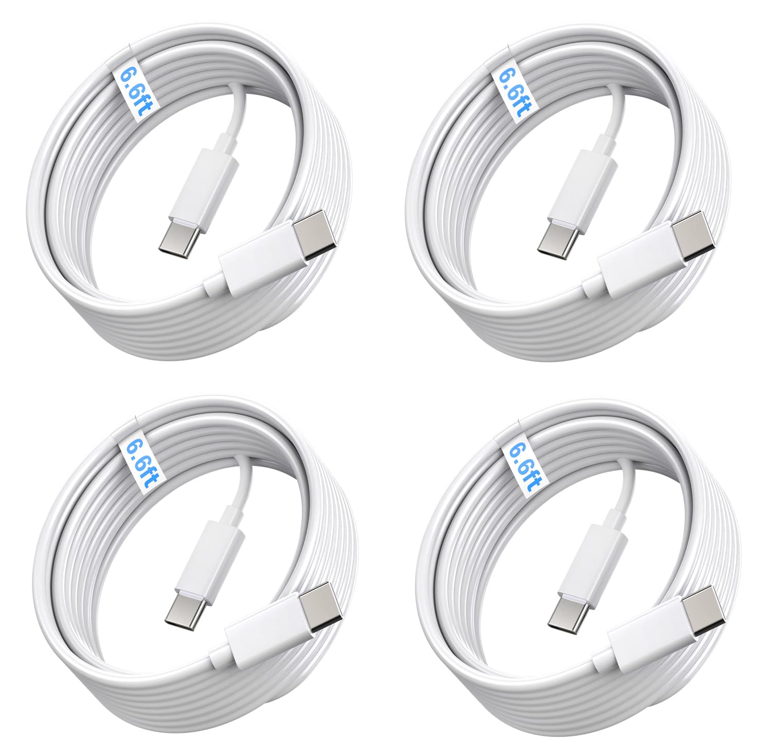 TZBAY 4-Pack 6ft 60W USB-C to C Fast Charging Cable, Type C to C Charger Cord for iPhone 17, 17 Air, 17 Pro, 17 Pro Max, 16,16 Plus, 16 Pro, 16 Pro