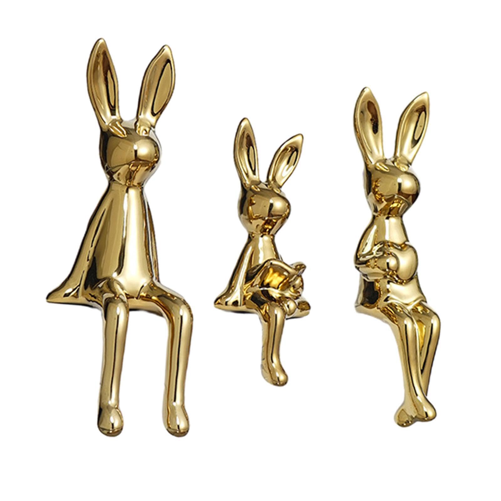 QIXCXAZ Elegant Miniature Bunny Statues Rabbit Figurine Ornament Stylish And Unique Gift Idea For Any Home Or Office Decor Sitting Rabbit Statue Figurine, Gold