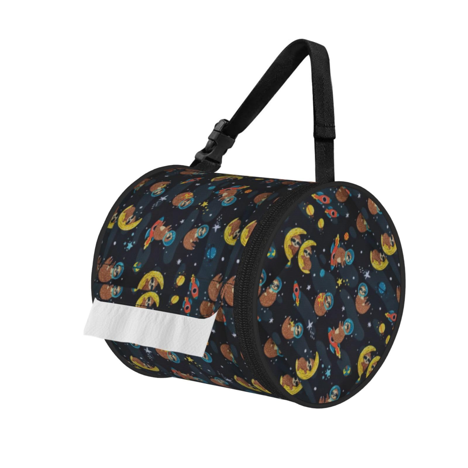 Cute Baby Sloths Sleeping Printed Roll Paper Carrier Bag, Foldable Oxford Cloth Tissue Case for Camping Hiking Backpack