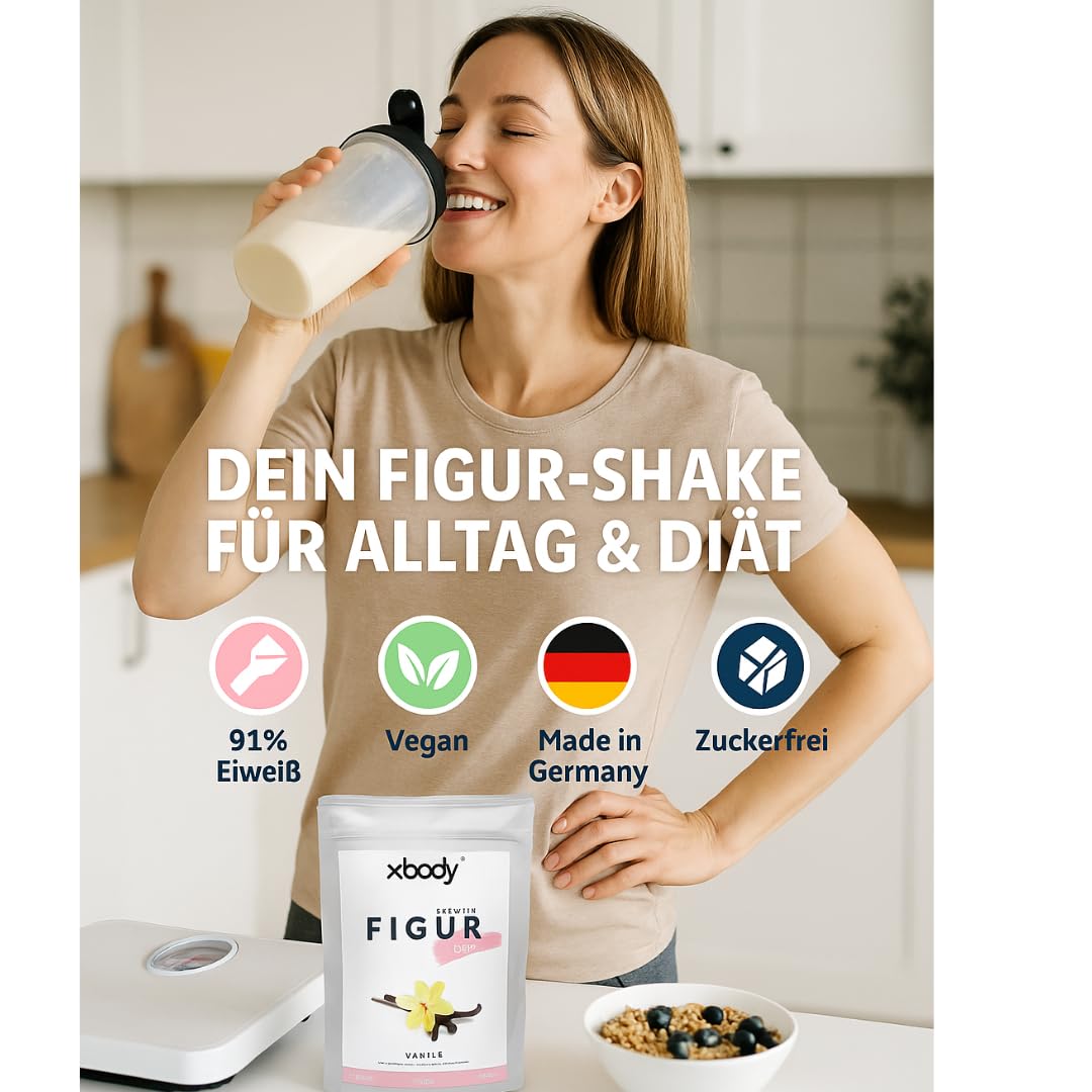 xbody Premium Figur-Protein Pulver 500g mit 100% Casein - ohne Zucker, laktosefrei, made in Germany (Vanille)