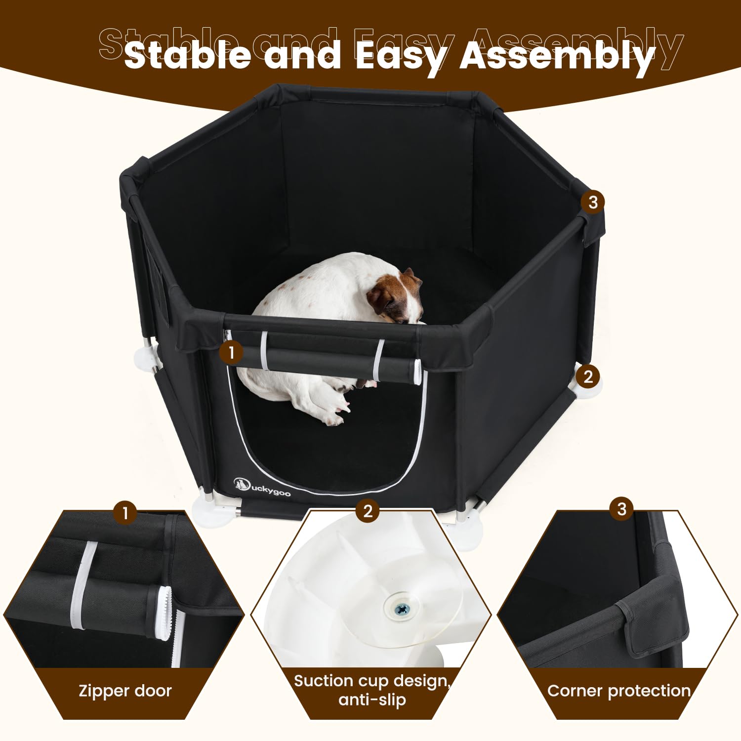 Box per cani – 61 cm di lunghezza x 61 cm di larghezza x 63 cm di altezza, recinto da gioco per cuccioli, scatola per il parto per animali domestici, in tessuto Oxford 600D con cuscinetto