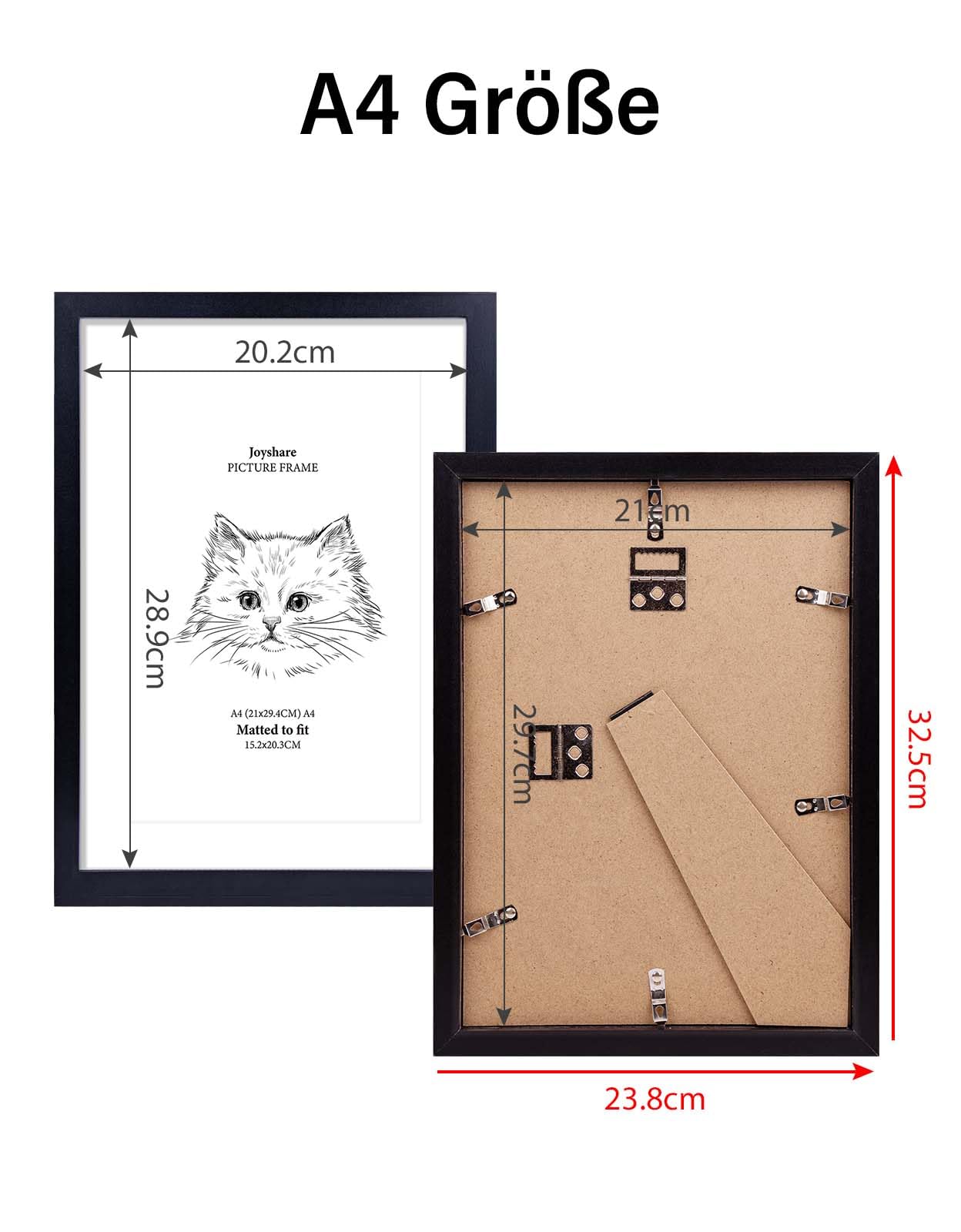 Ramka na zdjęcia A4, czarna, 5 szt. z passe-partout, drewniana rama MDF DIN A4, 21 x 27,9 cm, bardzo przezroczyste szkło akrylowe, nowoczesne ramki na zdjęcia, idealne do zdjęć/obrazów/dzieł