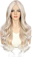 Sapphirewigs Szőke Csipke Paróka - Hullámos Szintetikus Haj, 13x4 Csipke Előlap, Balayage Hatás, Hőálló, Természetes Megjelenés, Napi Visele 2