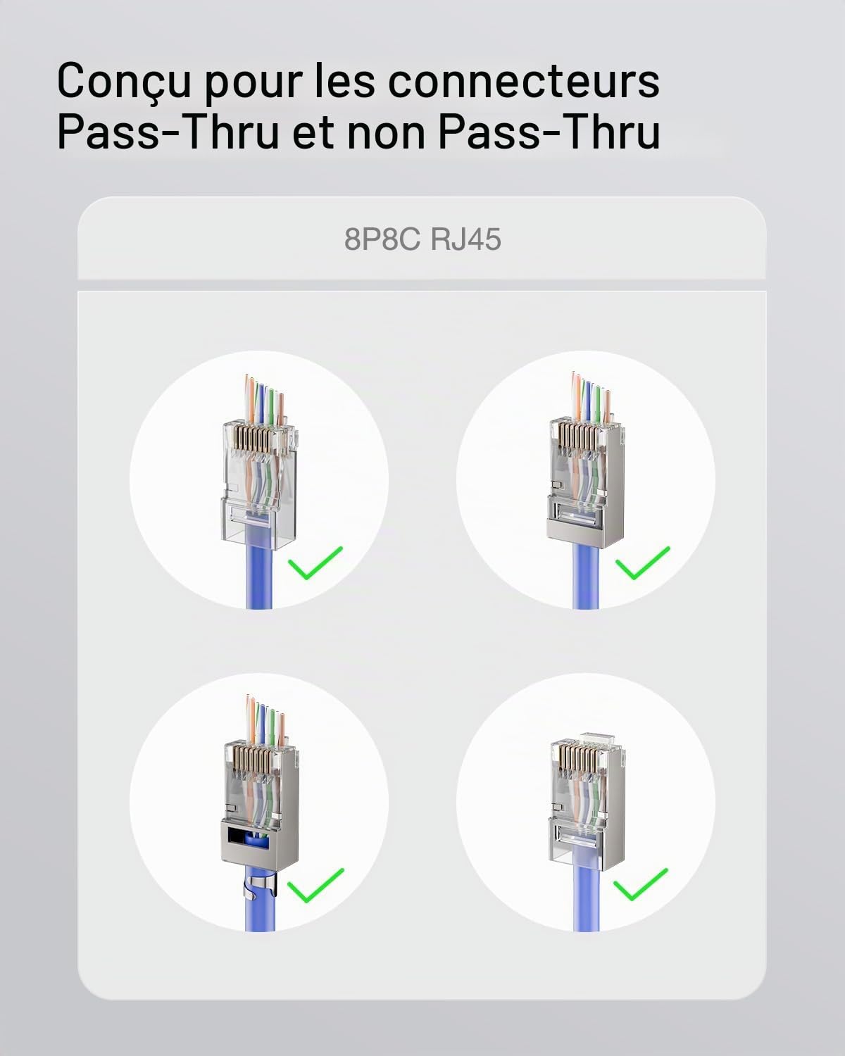 VCE RJ45 Pince à Sertir Outil Sertissage RJ45 Pince Sertir Traverser Pour Réseau Ethernet Cat6a Cat6 Cat5e