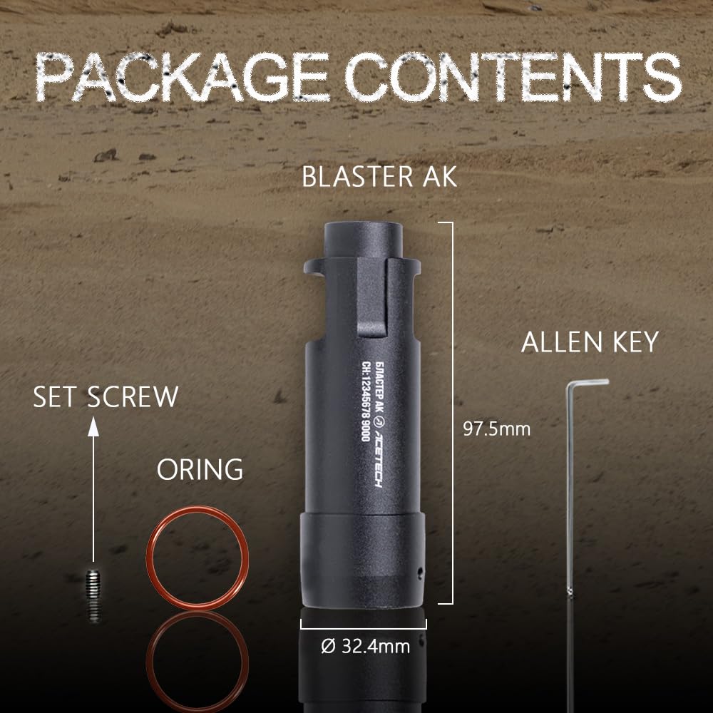 ACETECH Blaster AK Traceur Compatible avec Filetage négatif 14 mm CCW, inclut Un Adaptateur de M14- à M11+, Effets Lumineux LED RGB, Compatible avec Billes BB Vertes et Billes en Gel.