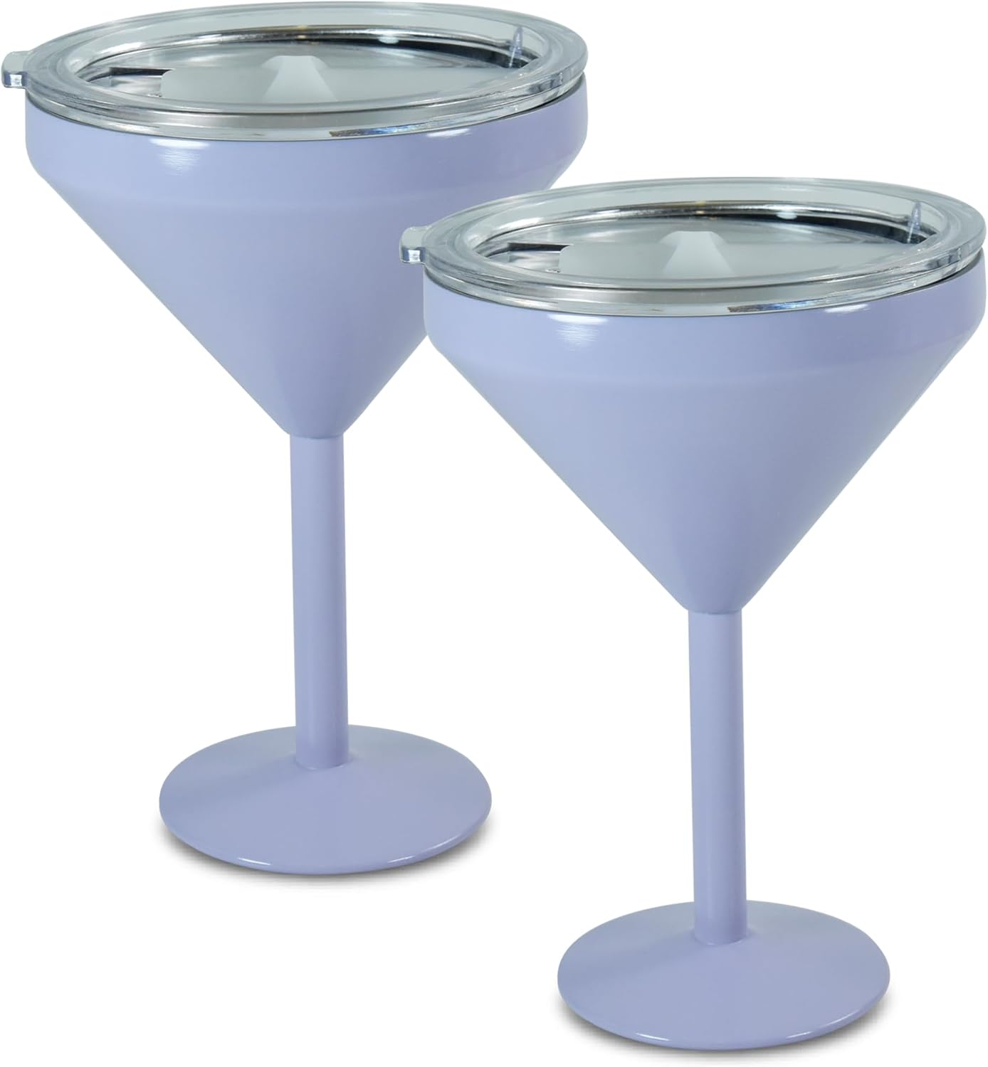 AGH 2 Pack Stainless Steel Martini Tumbler with Lid, 10oz Insulated Margarita Tumbler, Double Wall Cocktail Tumbler Wine Glasses for Party, Vacation, Picnic, Pool, Beach & Patio (Purple)