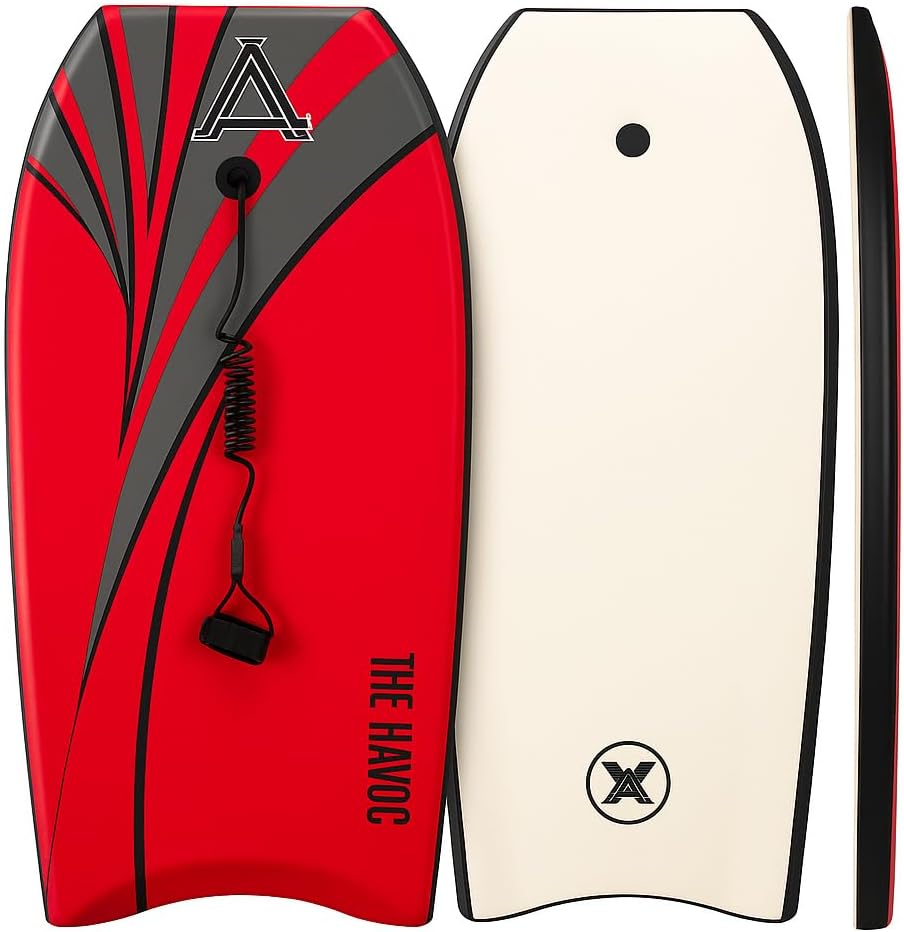 Triple X Body Board – 42 Inch Lightweight EPS Core Bodyboard with Slick Bottom – RED