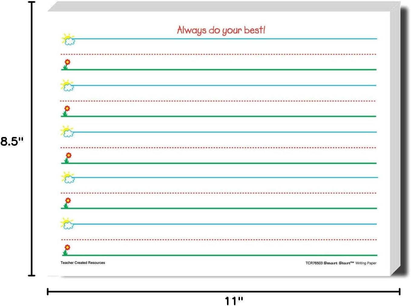 TEACHER CREATED RESOURCES SMART START K-1 WRITING PAPER 360 (Set of 6)