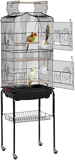 Yaheetech Play Open Top Medium Small Parrot Parakeet Bird Cage with Detachable Rolling Stand, 64in