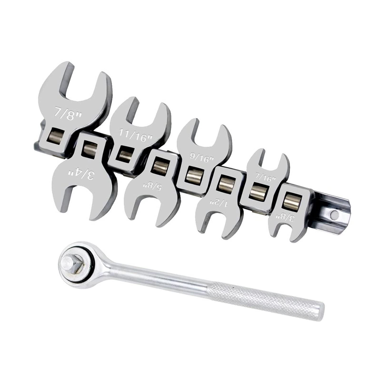 45th Ratchet Handle e 8 Pezzi 3/8 Pollici Drive Crowfoot Wrench Set Chiavi metriche/SAE durevoli (Colore: Imperial W Ratchet)