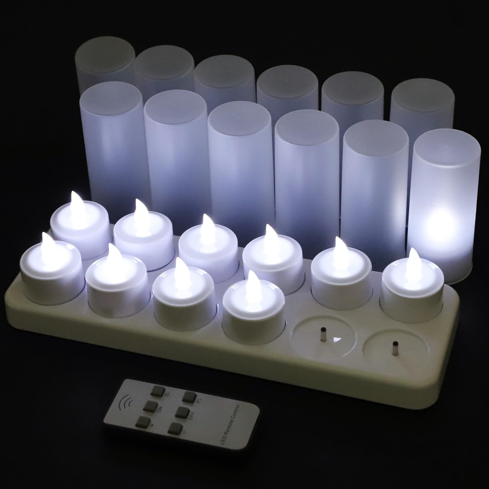 EuroFoneLED Light Rechargeable Candle Light for Party Bear bar with Remote Control 12pcs /Set (Cold White)