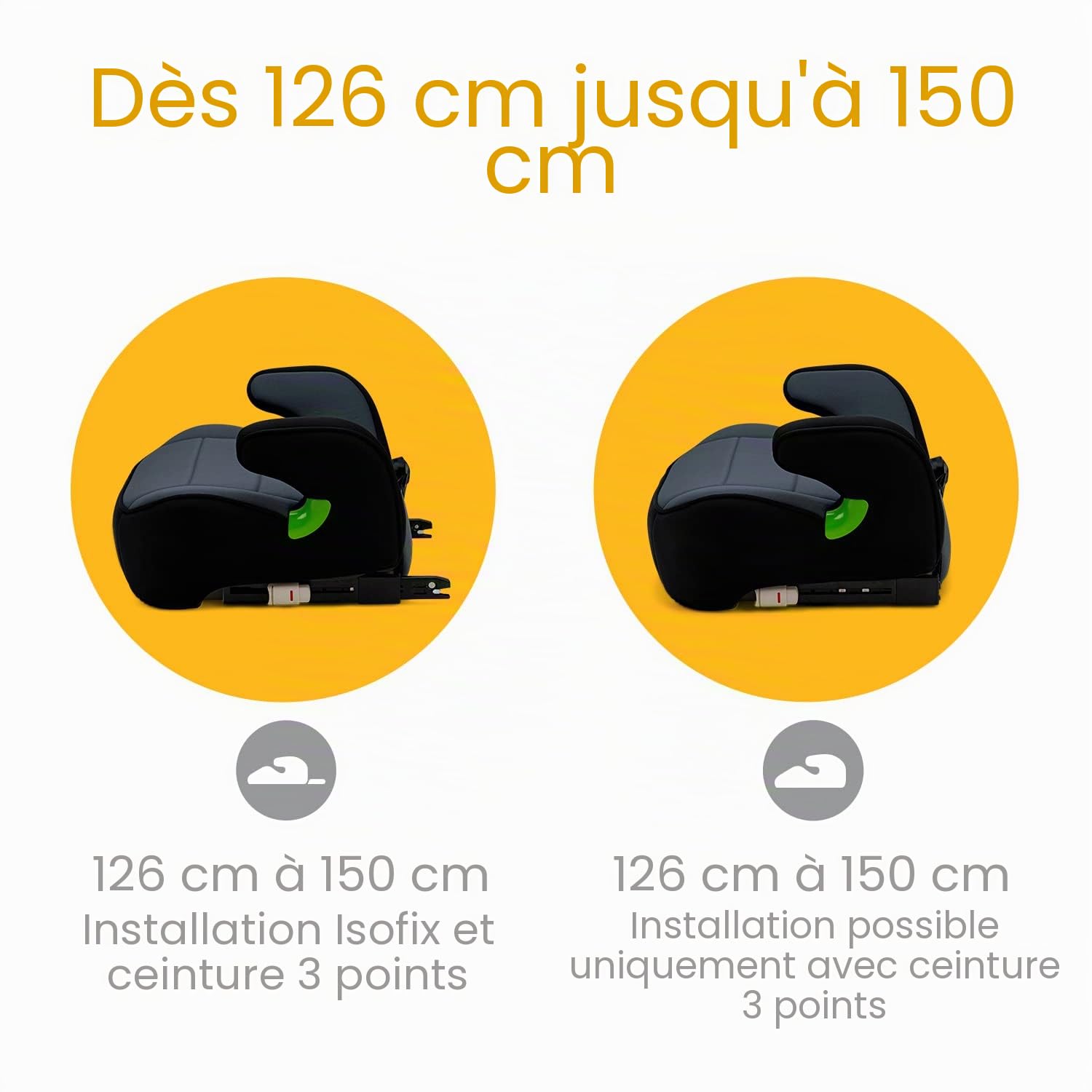 Osann Junior Isofix Gurtfix i-Size Rehausseur avec Isofix Auto pour enfants (126-150 cm), noir
