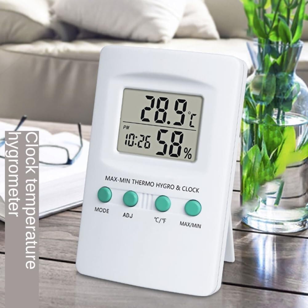 Misuratore di temperatura e umidità digitale multifunzione con orologio e funzione di temperatura e umidità ℃/℉ for la famiglia e l'ufficio