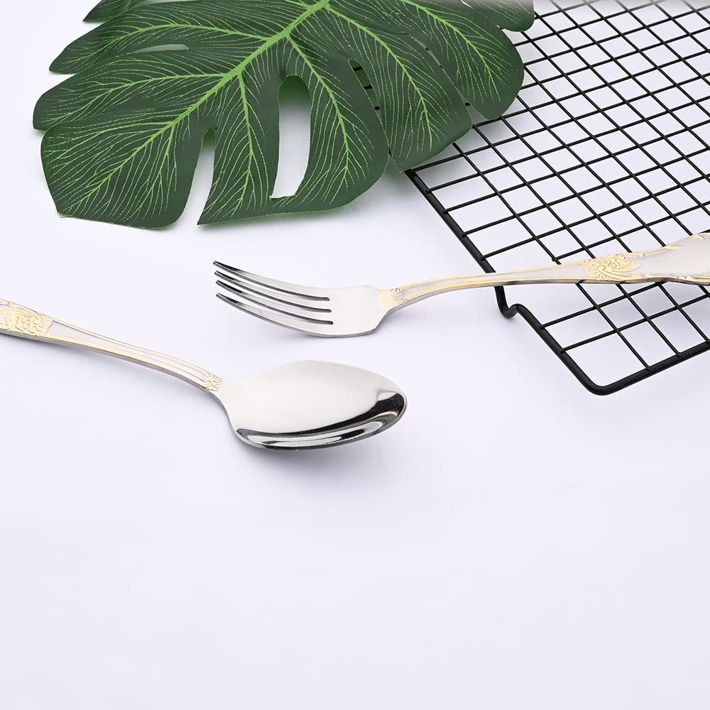 Ensemble de couverts en argenterie, ensemble 24 pièces vaisselle acier inoxydable Vaisselle argent Cuillère Fourchette Couteau dîner Couverts for la maison complets