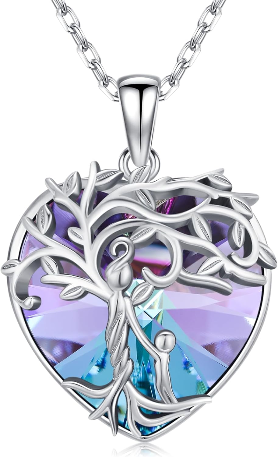 925 Sterling Silver Necklace Gifts for Women Crystal/Opal Jewelry Pendant Christmas Birthday Gift