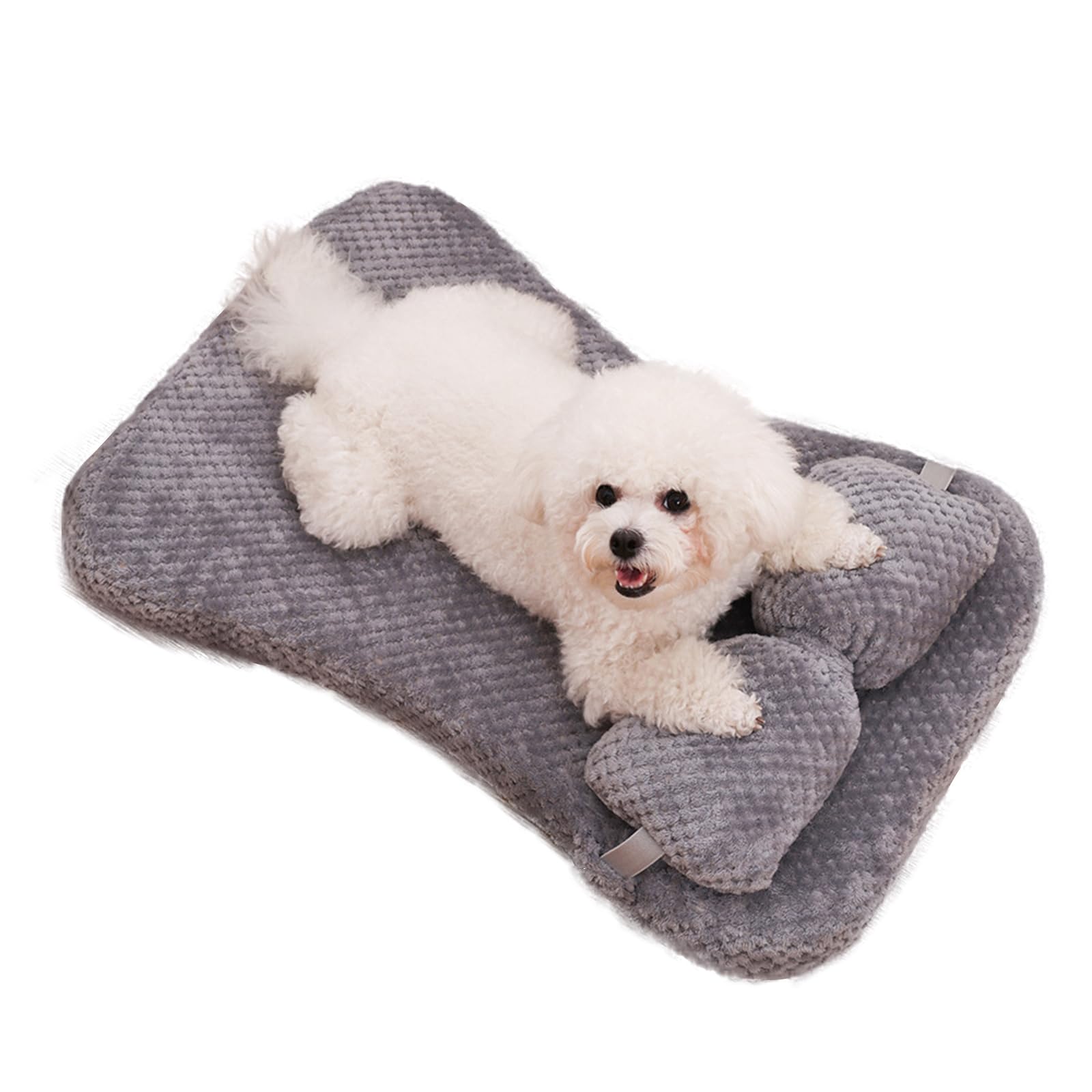 PETCUTE Tapis Chat Tapis Chauffant Chat sans Électricité - Tapis Chien Lavable, Coussin Fixe Intégré, Housse Amovible Lavable en Machine Et Surface Antidérapante，S-Gris