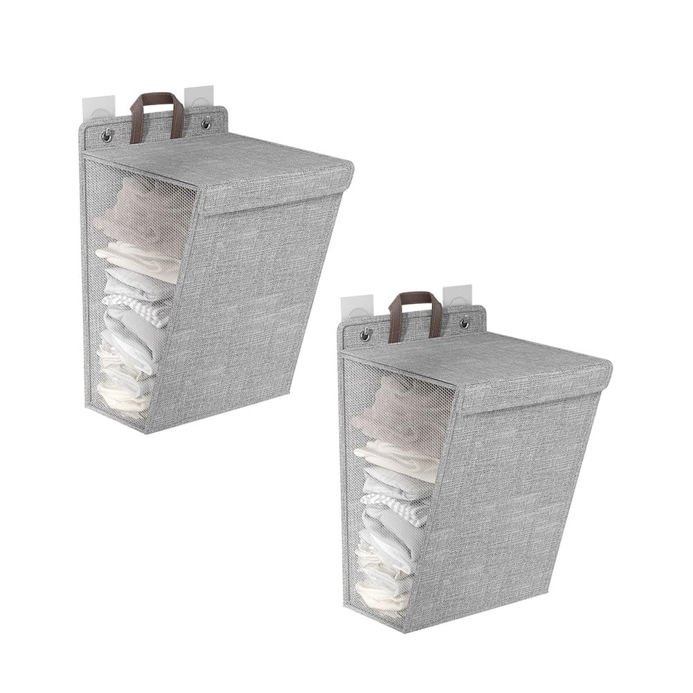 CTRLZS Hanging Laundry Basket Large-Opening Portable Laundry Basket Hanging Dirty Laundry Basket with Cover & Handle