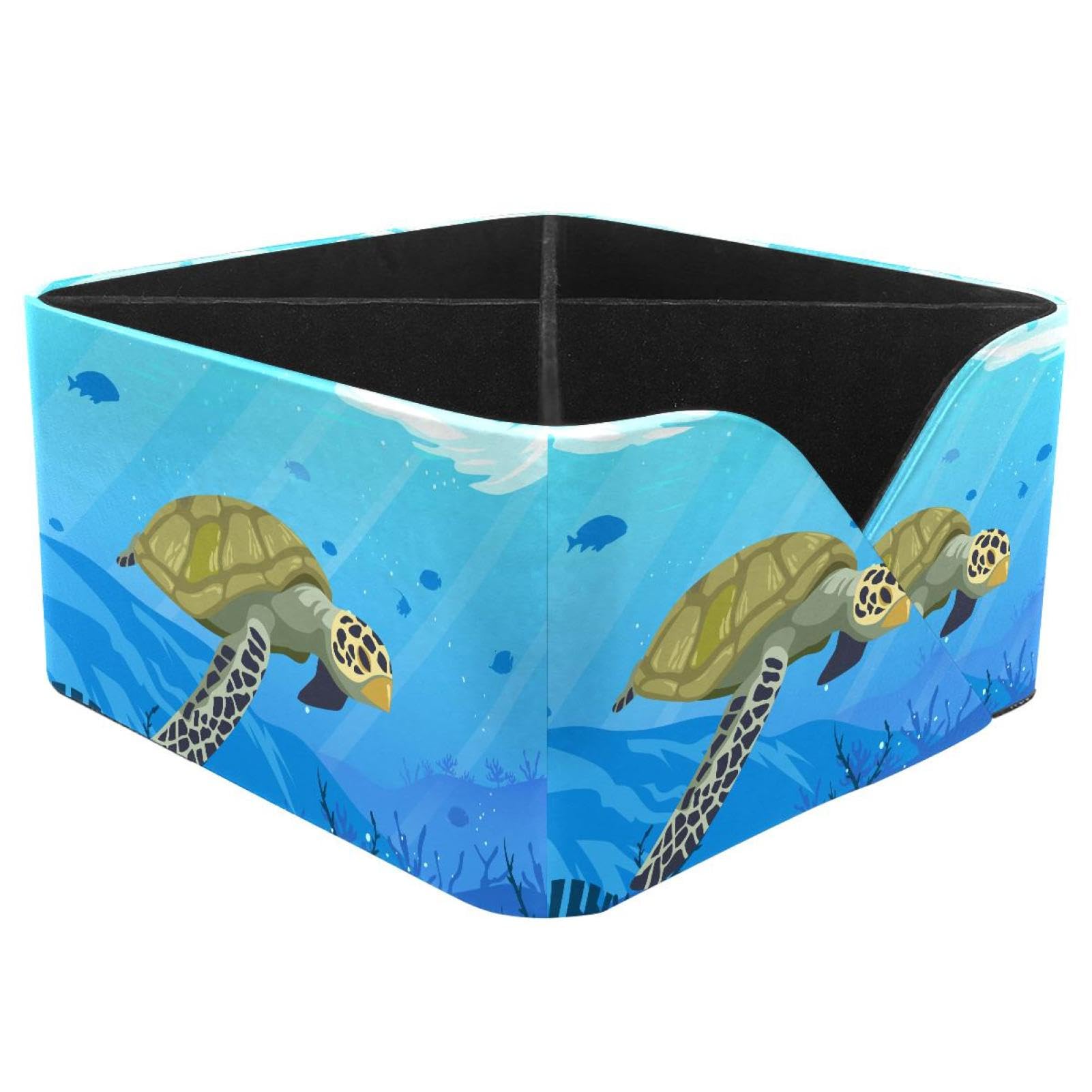 KengjuTesu Underwater World Turtles Desktop Organizer Pen Holder, Rectangular Pencil Cup for Office, Study and Makeup Stations