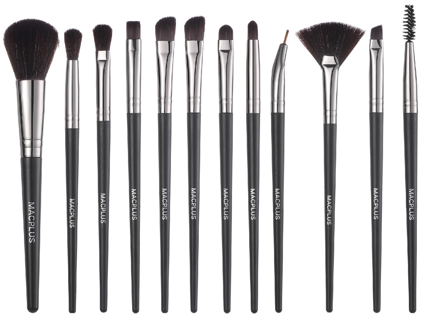 MACPLUS Premium Soft Makeup Brush Set for Eye Shadow Powder Eyebrow Brush Concealer Brush,Black,12pcs-image-11