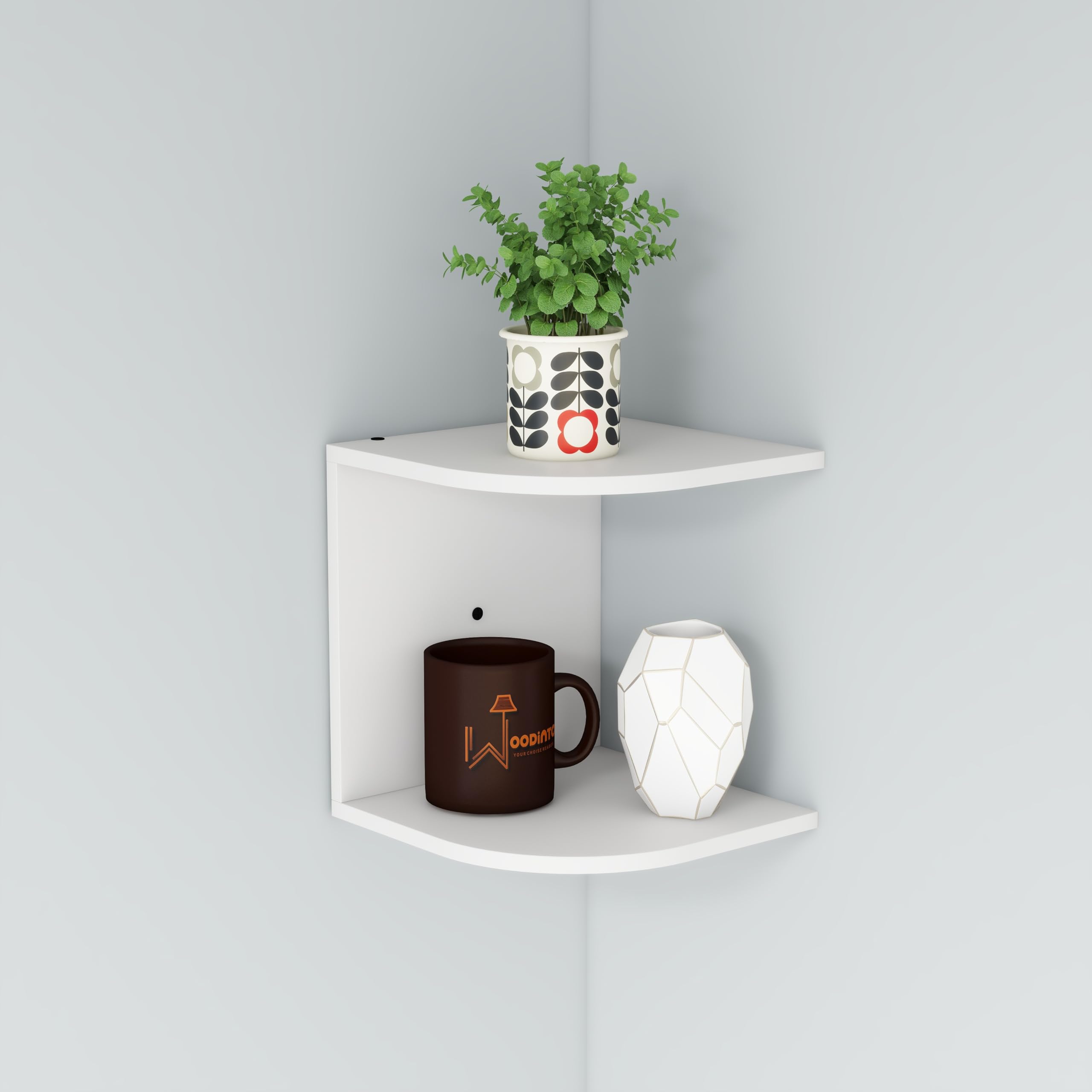 【maaamoさん専用】木製　強化ガラス WooDinto Wooden 2 Tiers Zigzag Corner Shelves | Decorative Shelf