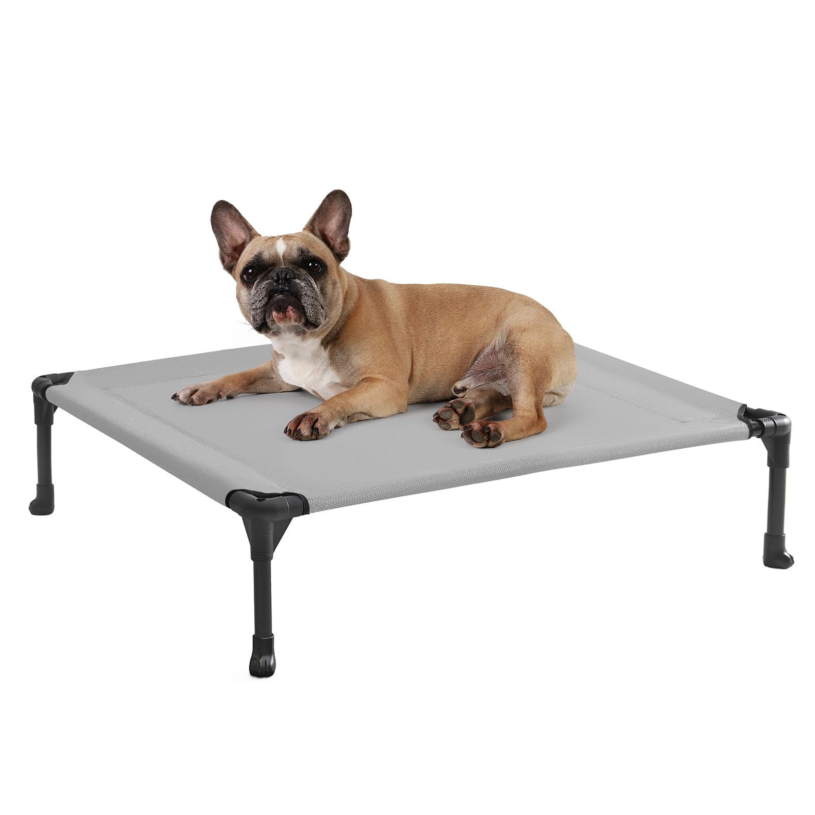 Veehoo Outdoor Elevated Dog Bed for Medium Dogs, Cooling Raised Dog Cots Beds Training Platform Off Ground Hammock with Breathable Mesh, No-Slip Feet,