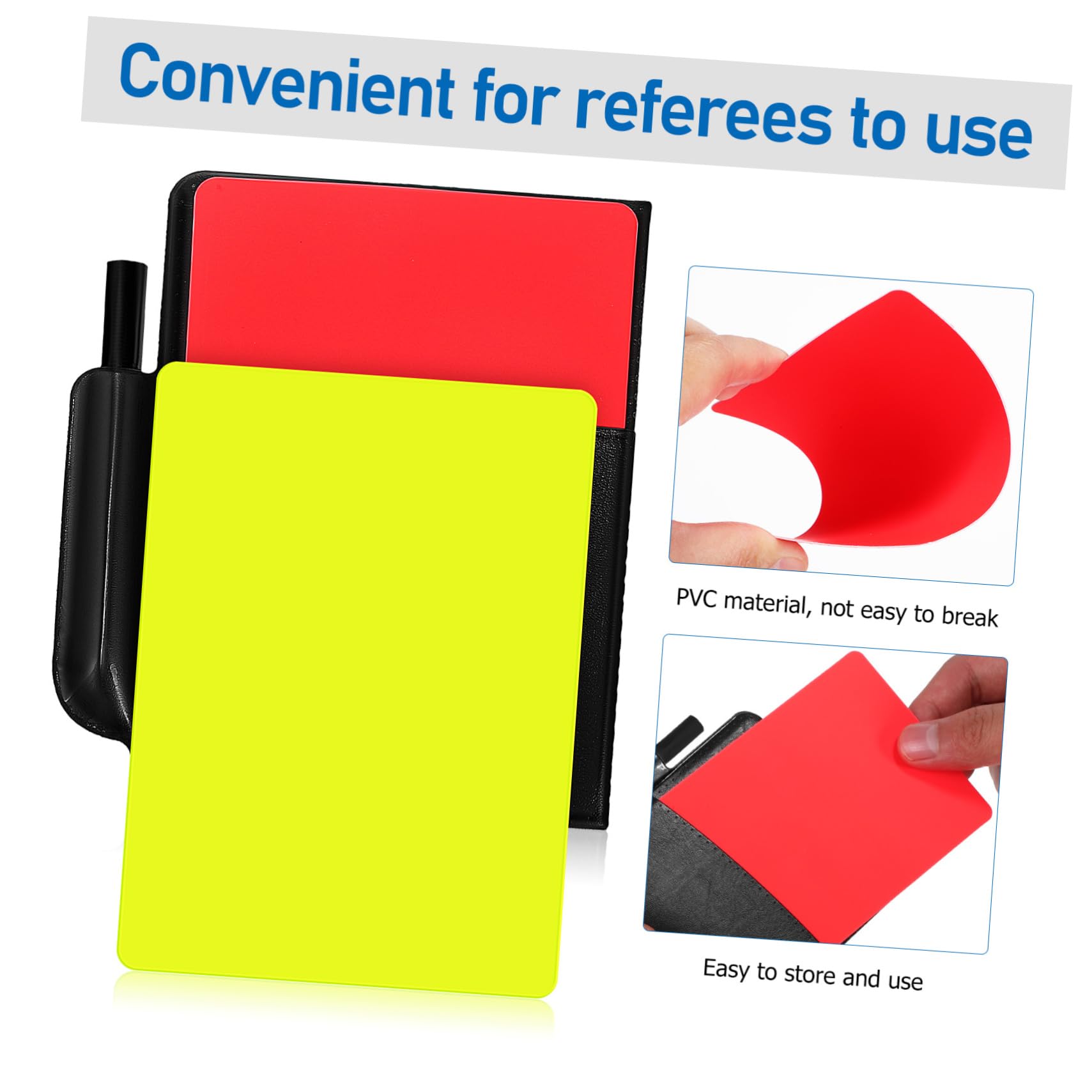 ibasenice 3 Set Carte di Avvertimento di Calcio Arbitro di Calcio Cartellini Rossi e Gialli Formazione Fischietti con Cordino Kit Arbitro Bandiere Calcio Rosso Poliestere