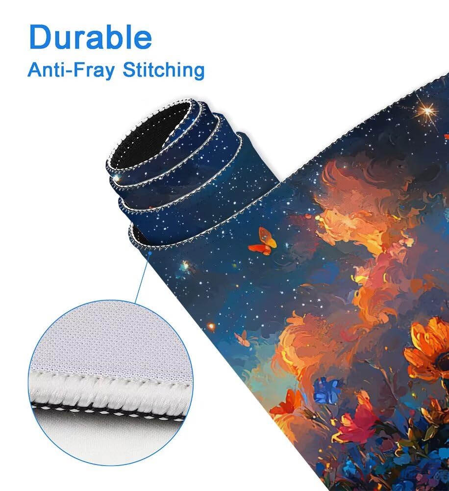 Podkładka pod mysz do gier, duża podkładka pod mysz XXL 1000 x 500 x 3 mm Niebieska pod ręką ze zszytymi krawędziami, podkładka pod mysz do gier XXL Wodoodporna antypoślizgowa podkładka pod mysz do PC