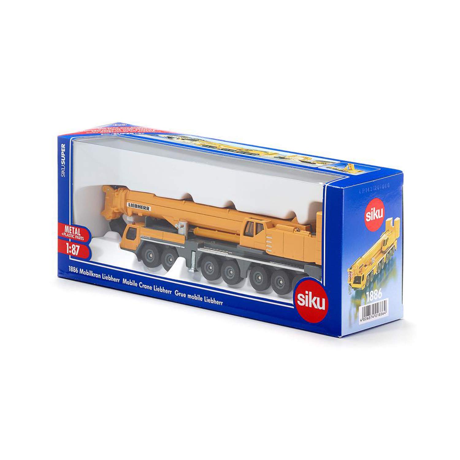SIKU 1886 - Grue Mobile Liebherr, 1:87, Métal,Plastique, Jaune, Eléments Mobiles