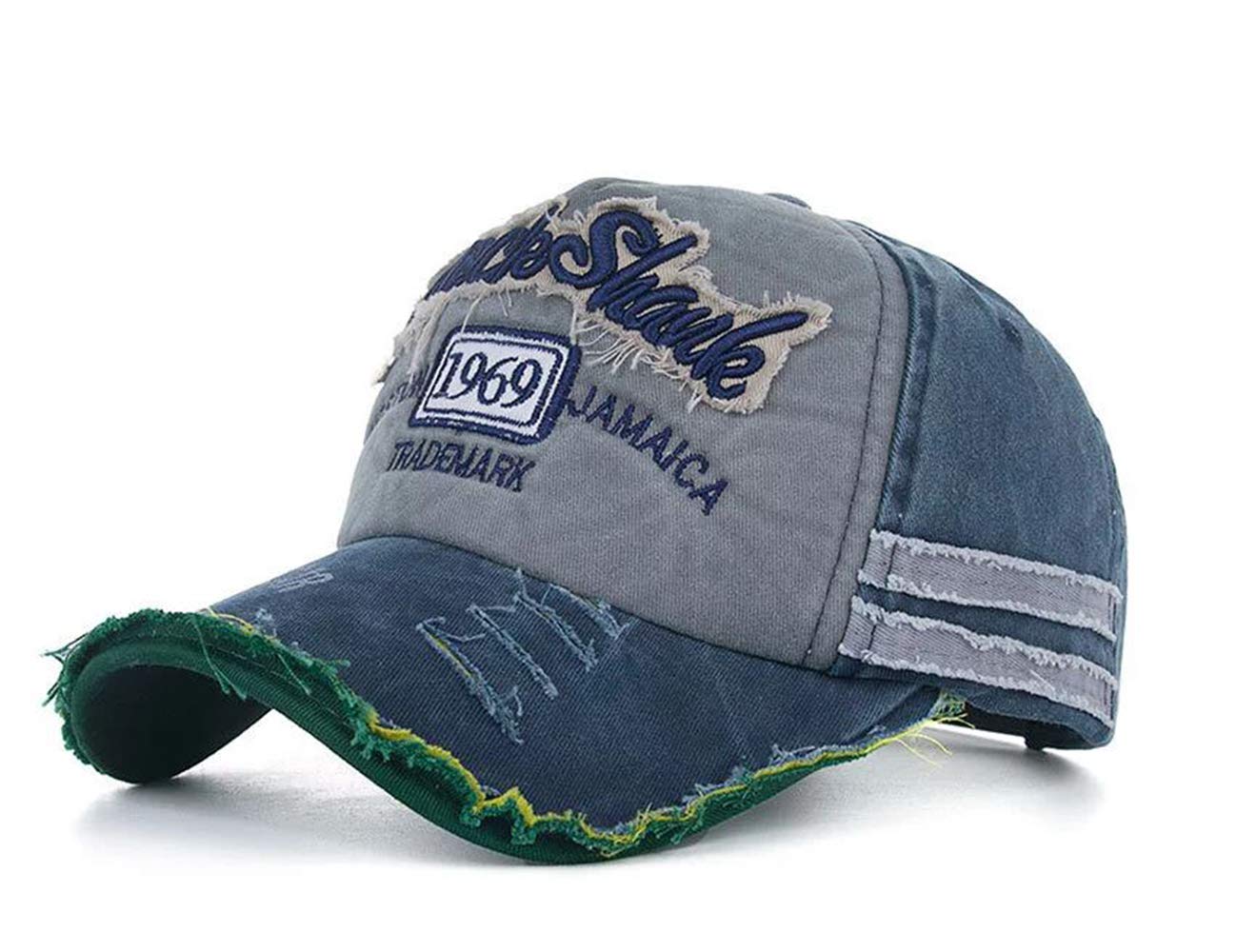 Chennuo Men's Blue Vintage Baseball Caps Distressed Snapback Trucker Hat Outdoor Sports Cap (Blue)