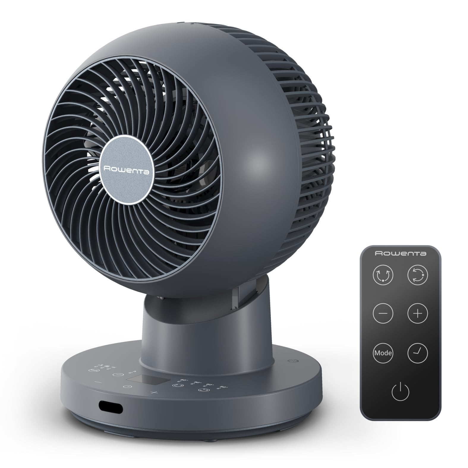 Rowenta Turbo Swift Compact Tischventilator, multidirektionale Schwenkfunktion, bis zu 50% Energieeinsparung, 12 Geschwindigkeitsstufen, 12h Timer, kompaktes Design, extrem leise, Blau, QV2540F0
