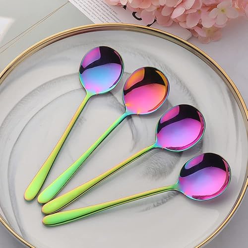 Miniatura 12 de 4-Pcs Stainless Steel Round Soup Spoons, 6.88 Inch, Heavy-Weight, Set of 4