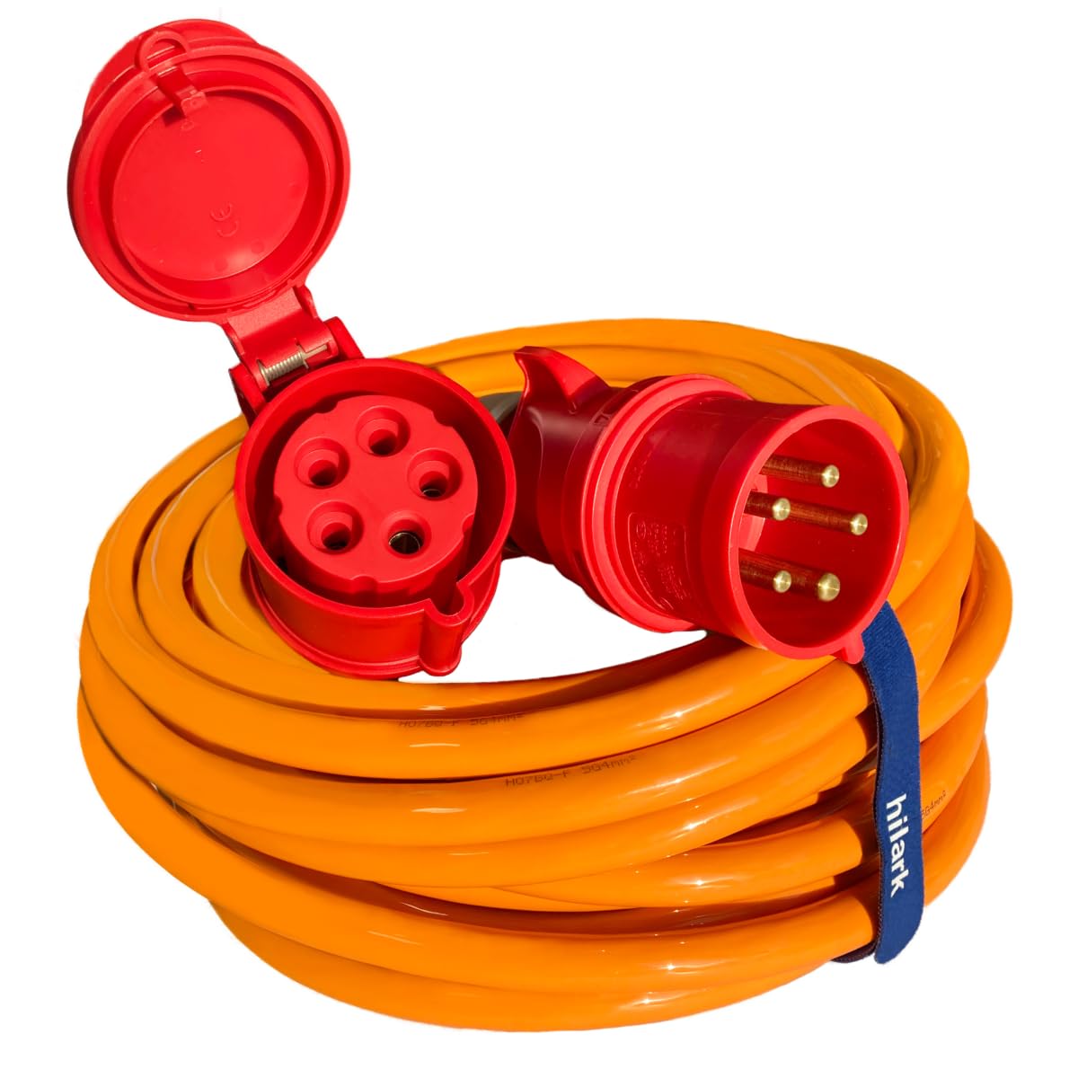 CEE IP44 - Prolunga elettrica in gomma, H07BQ-F, 5g4 mm2, 32A, 25 m, colore: Arancione